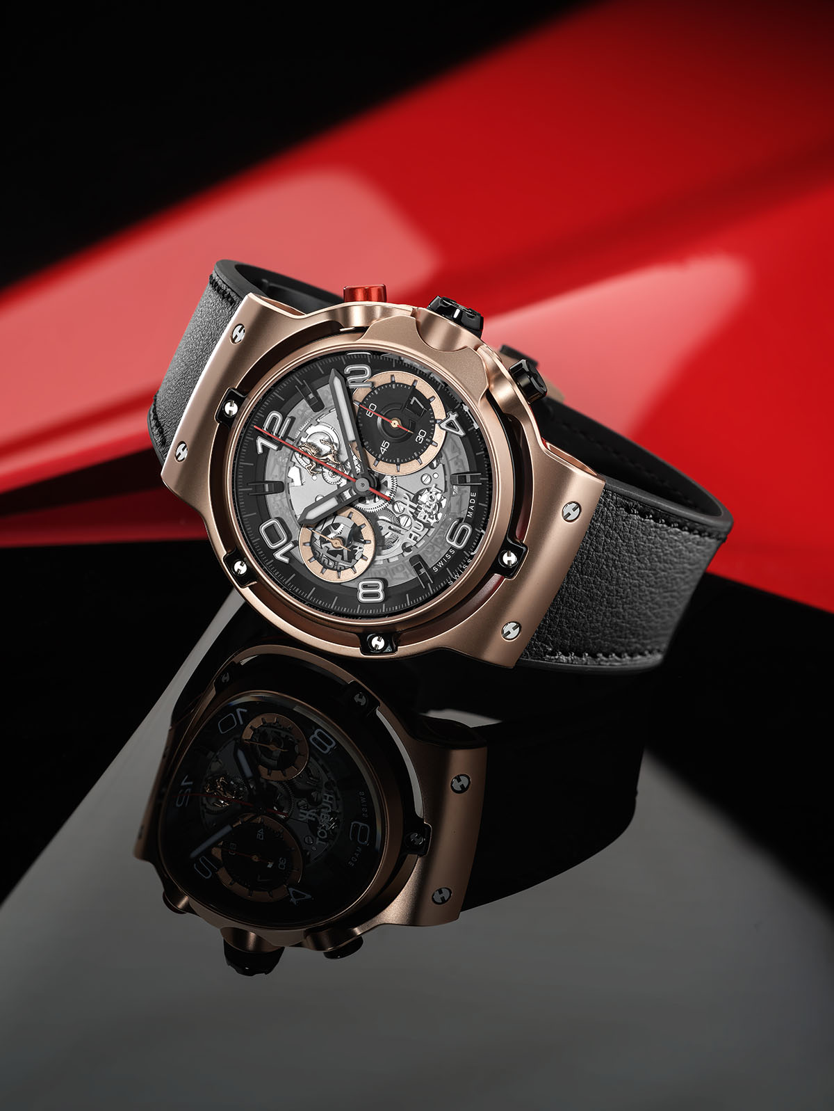 Luxury watch product image in black and gold