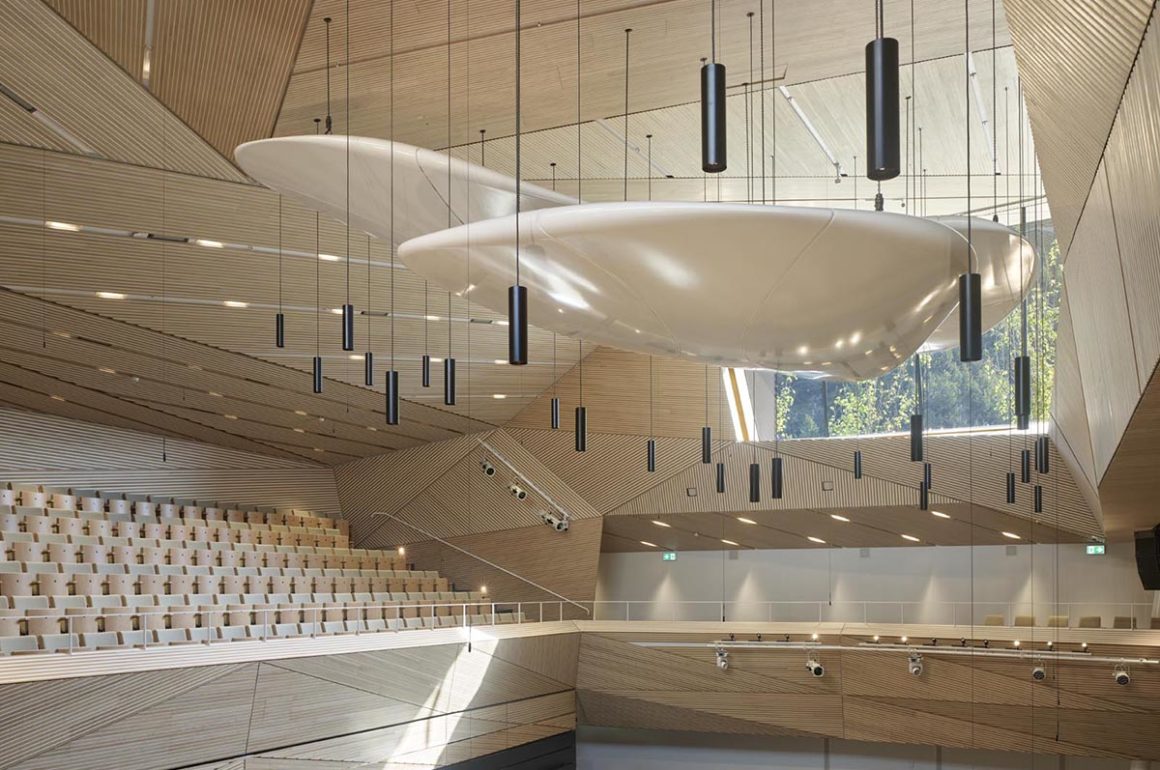 Interiors of a contemporary concert hall