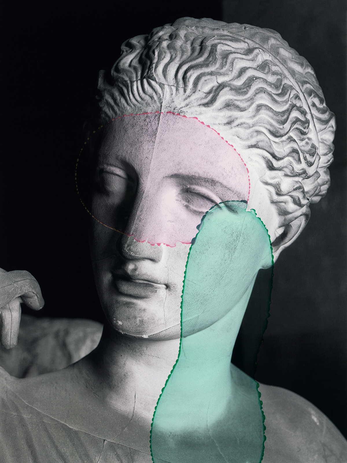 Classical bust with graphic coloured edits