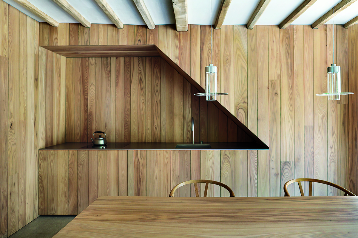 Wood panelled kitchen