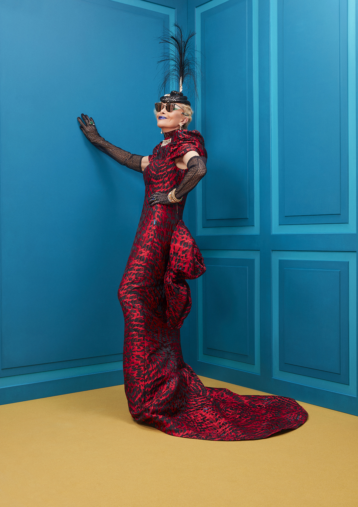 Woman wearing haute couture dress