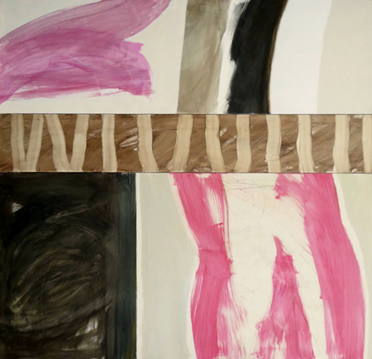 Abstract painting with pink and black