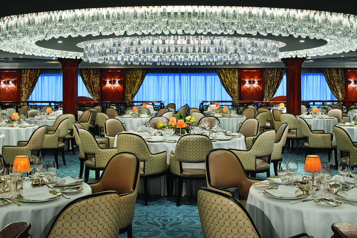 Dining room onboard a cruise ship