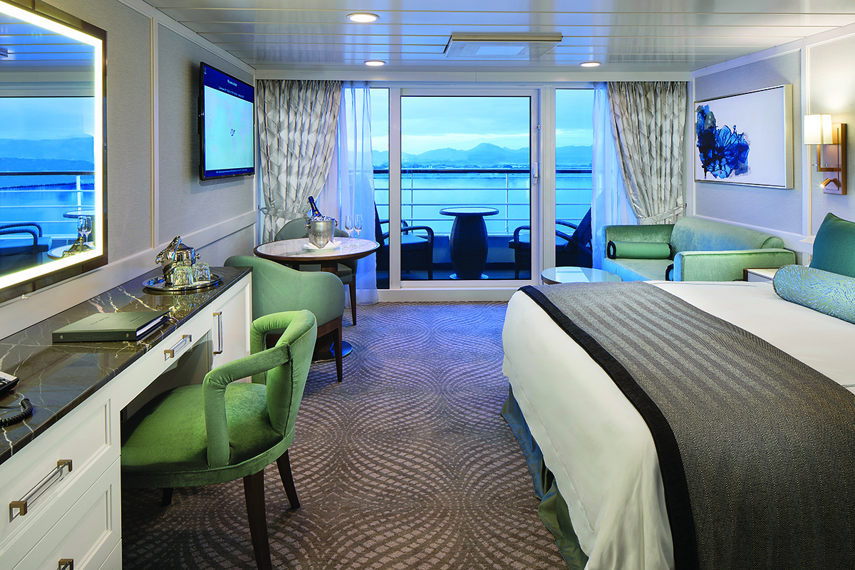 Luxury bedroom onboard a ship