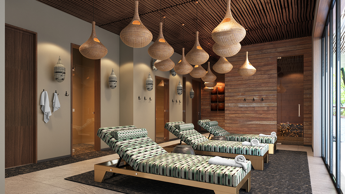 Relaxation room inside a luxury spa