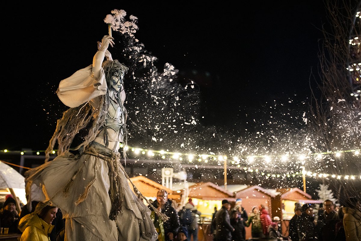 Alpine festival with food stalls