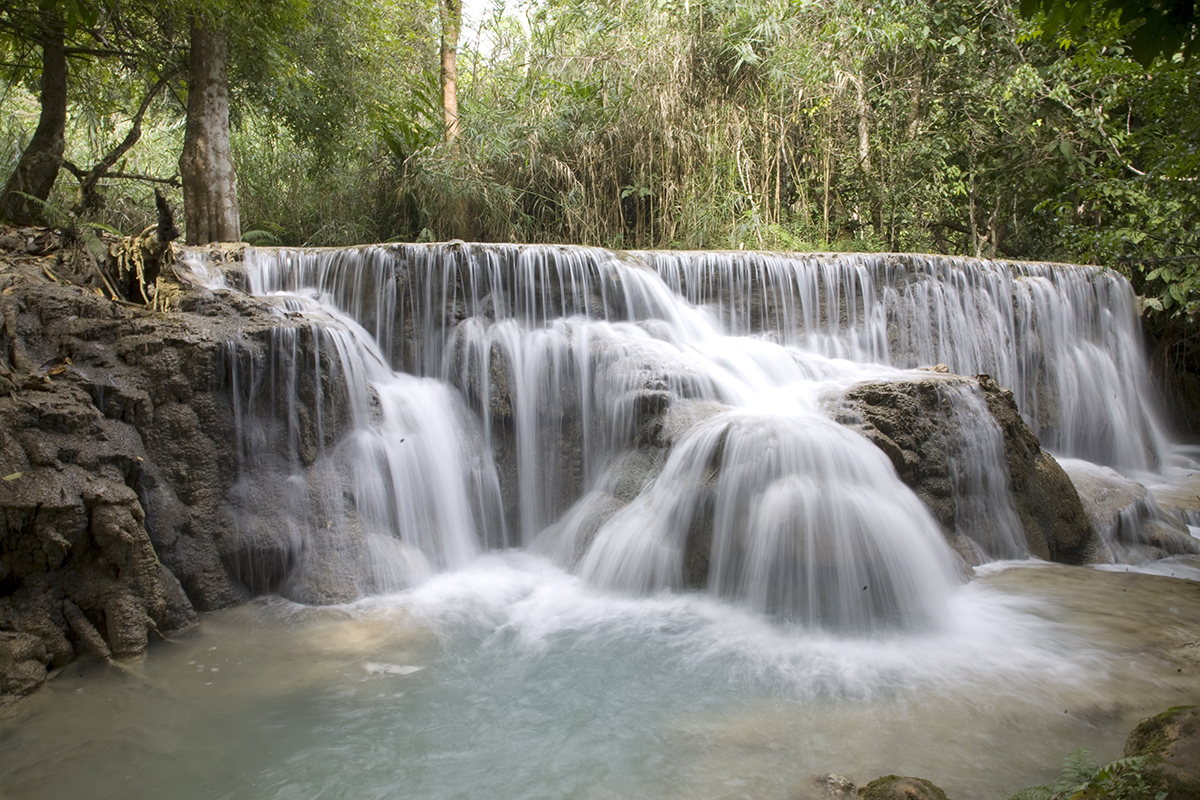 Exotic waterfalls with blue waters