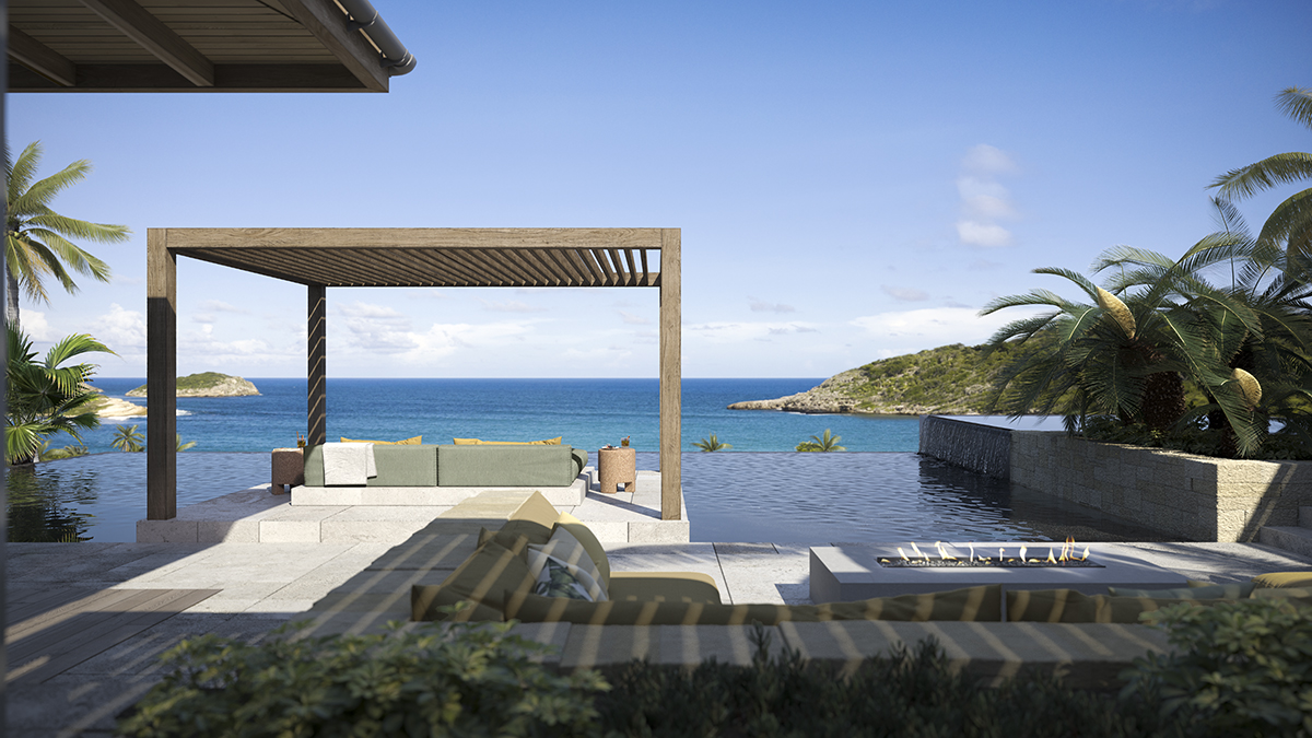 Render of luxury terrace with sea views