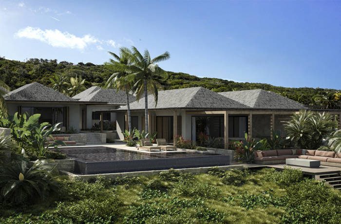 Render of luxurious beachside villa