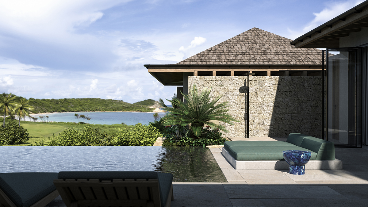 Infinity pool at villa with sea views