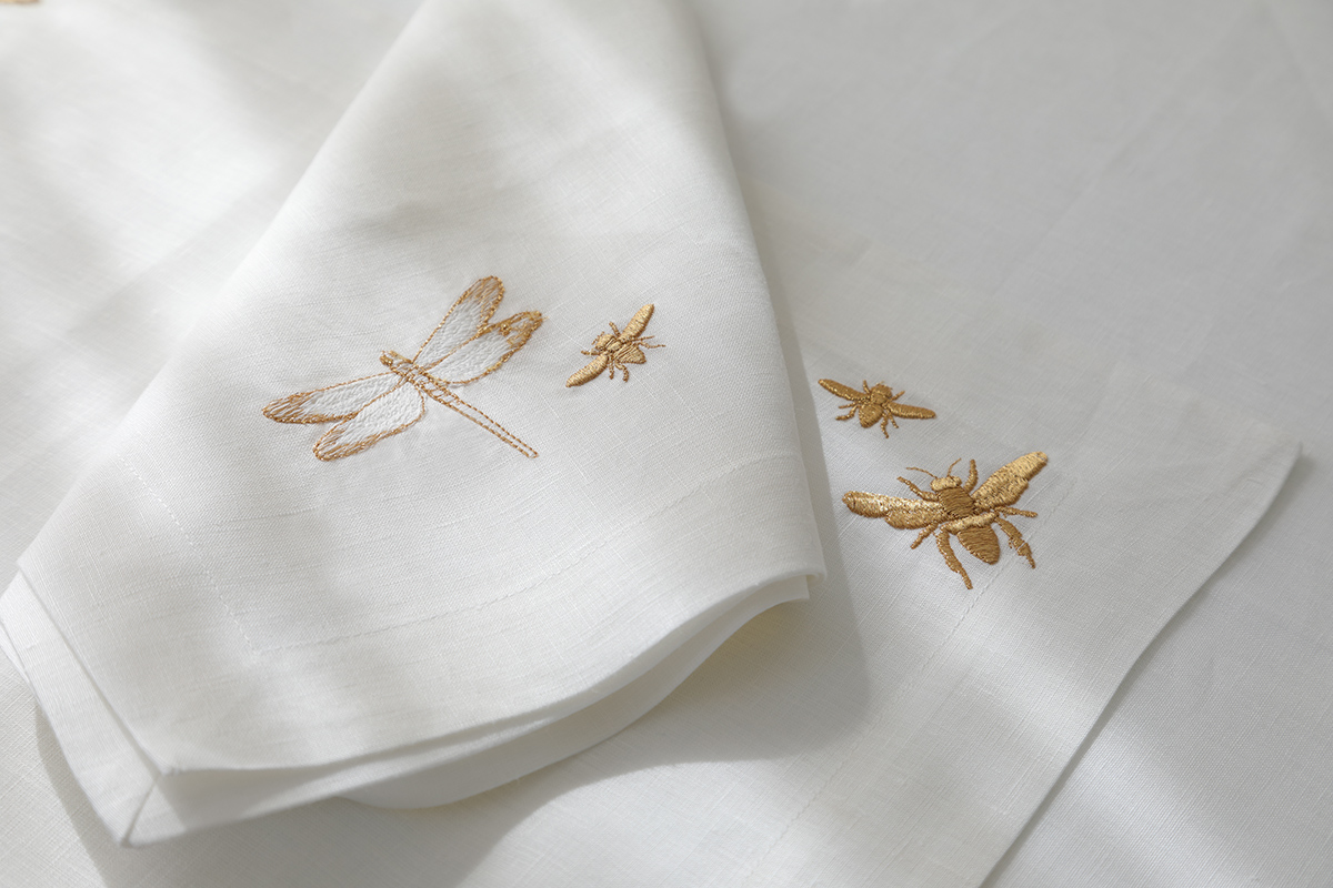 Luxury linen with gold embroidery