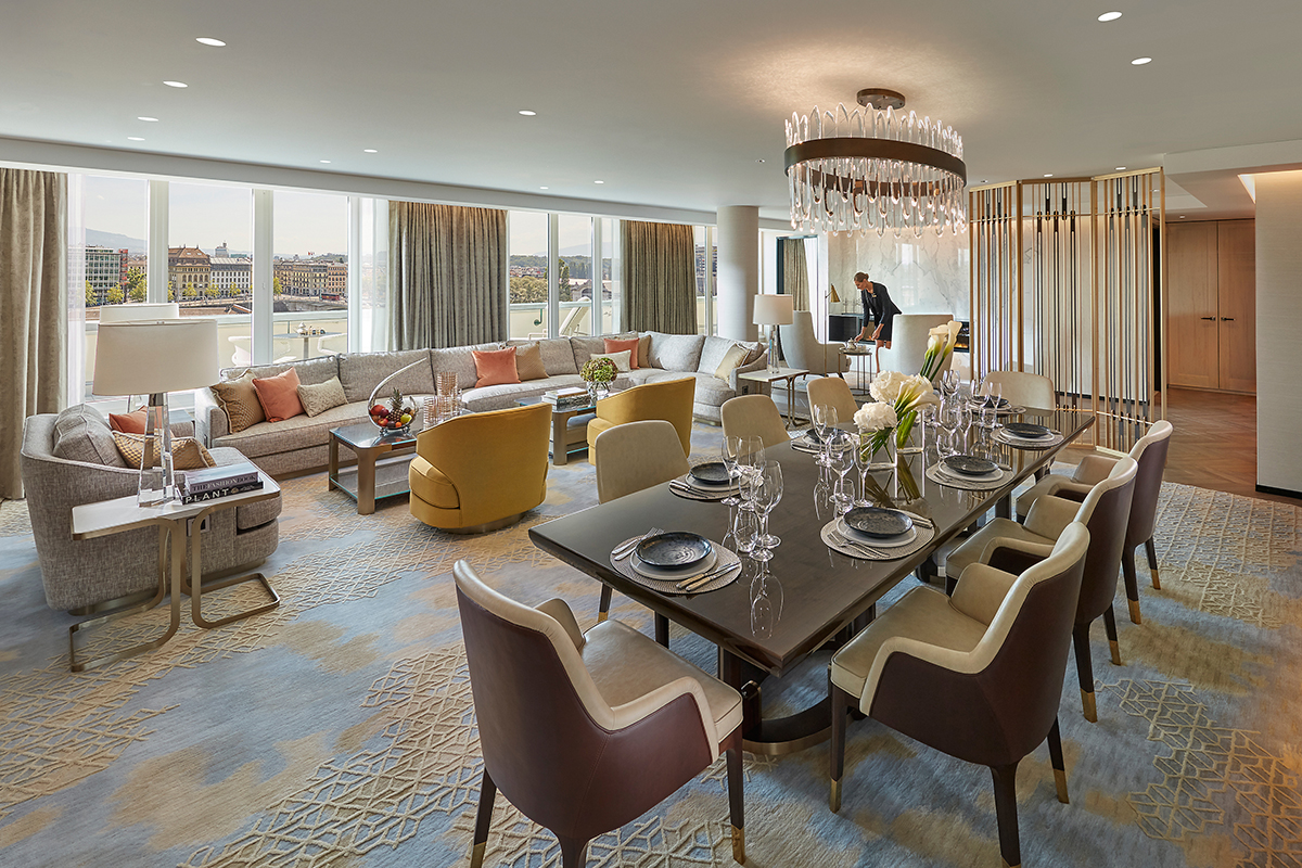 Luxury dining room area of a hotel suite