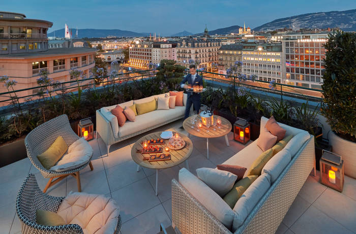 Luxurious rooftop terrace of a hotel suite