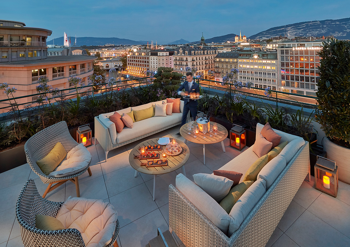 Luxurious rooftop terrace of a hotel suite