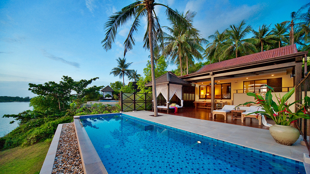 Luxury pool villa on an island
