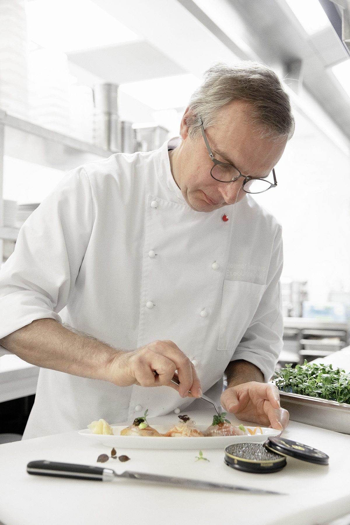 Chef in the kitchen of a sushi restaurant