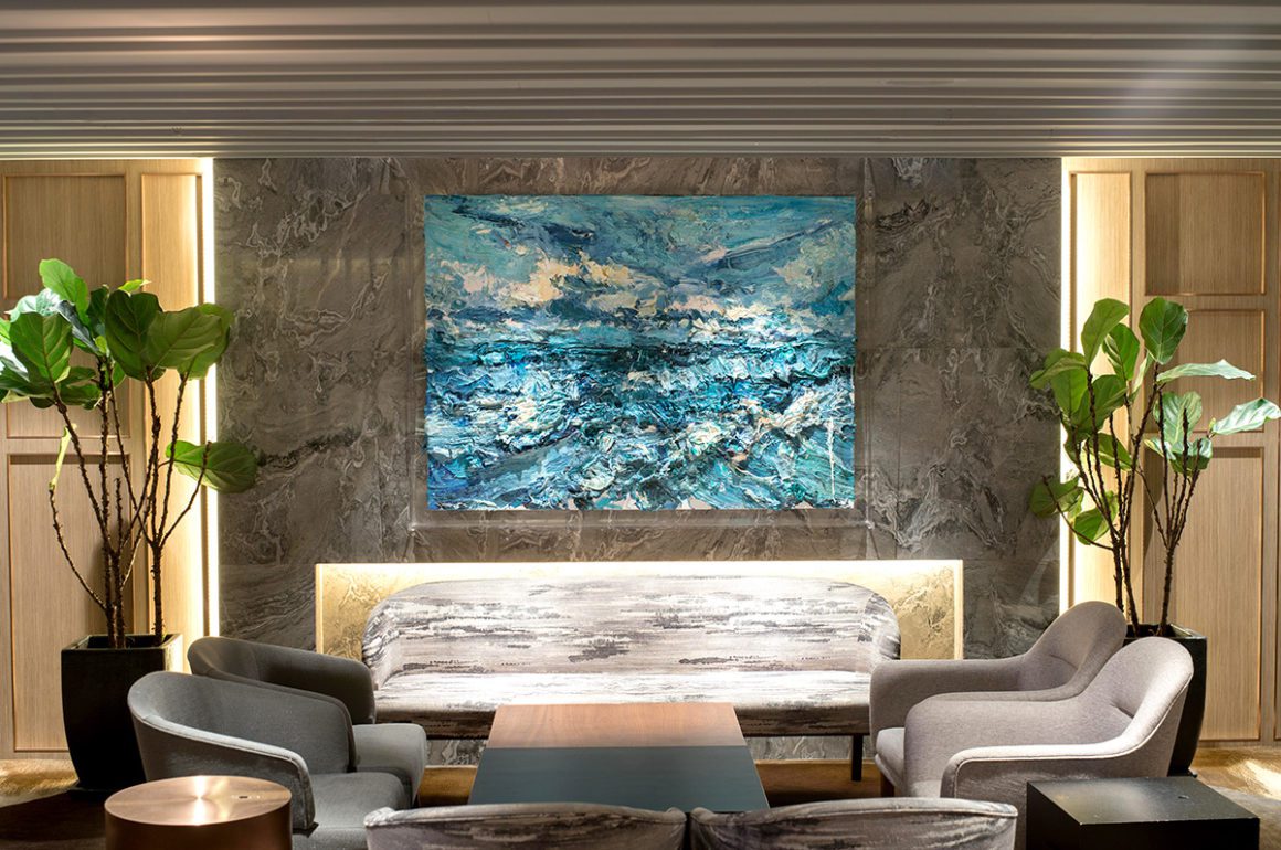 Luxurious lounge with artwork