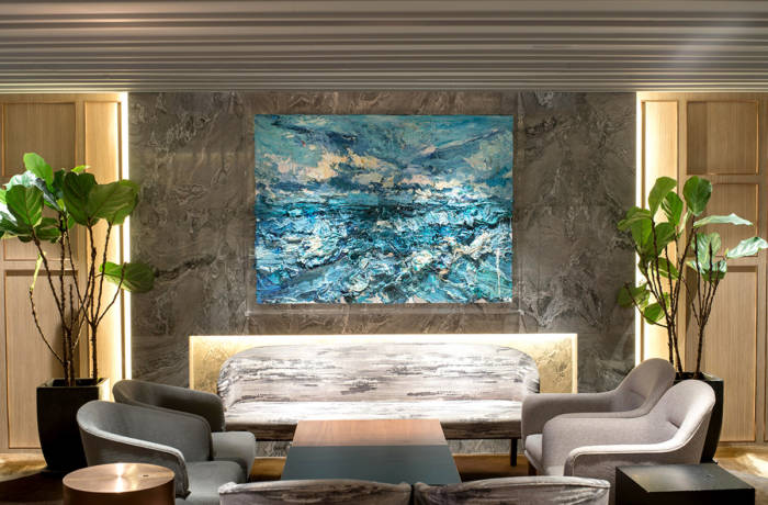 Luxurious lounge with artwork