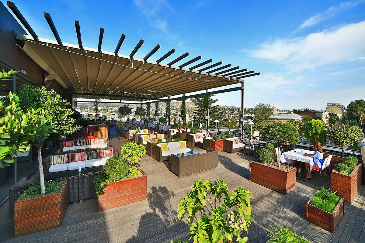 Chic rooftop restaurant