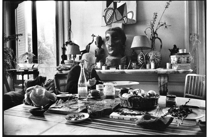 Artist working in his studio vintage photograph