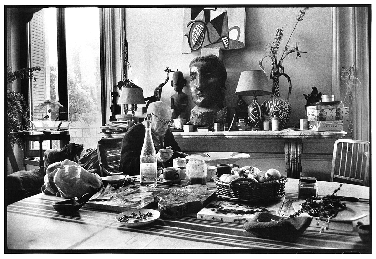 Artist working in his studio vintage photograph