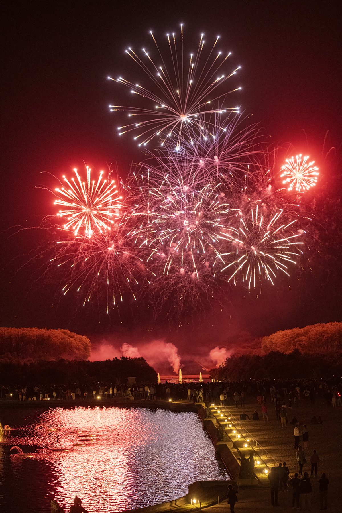 Fireworks over a lake