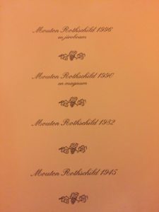 Menu of wines