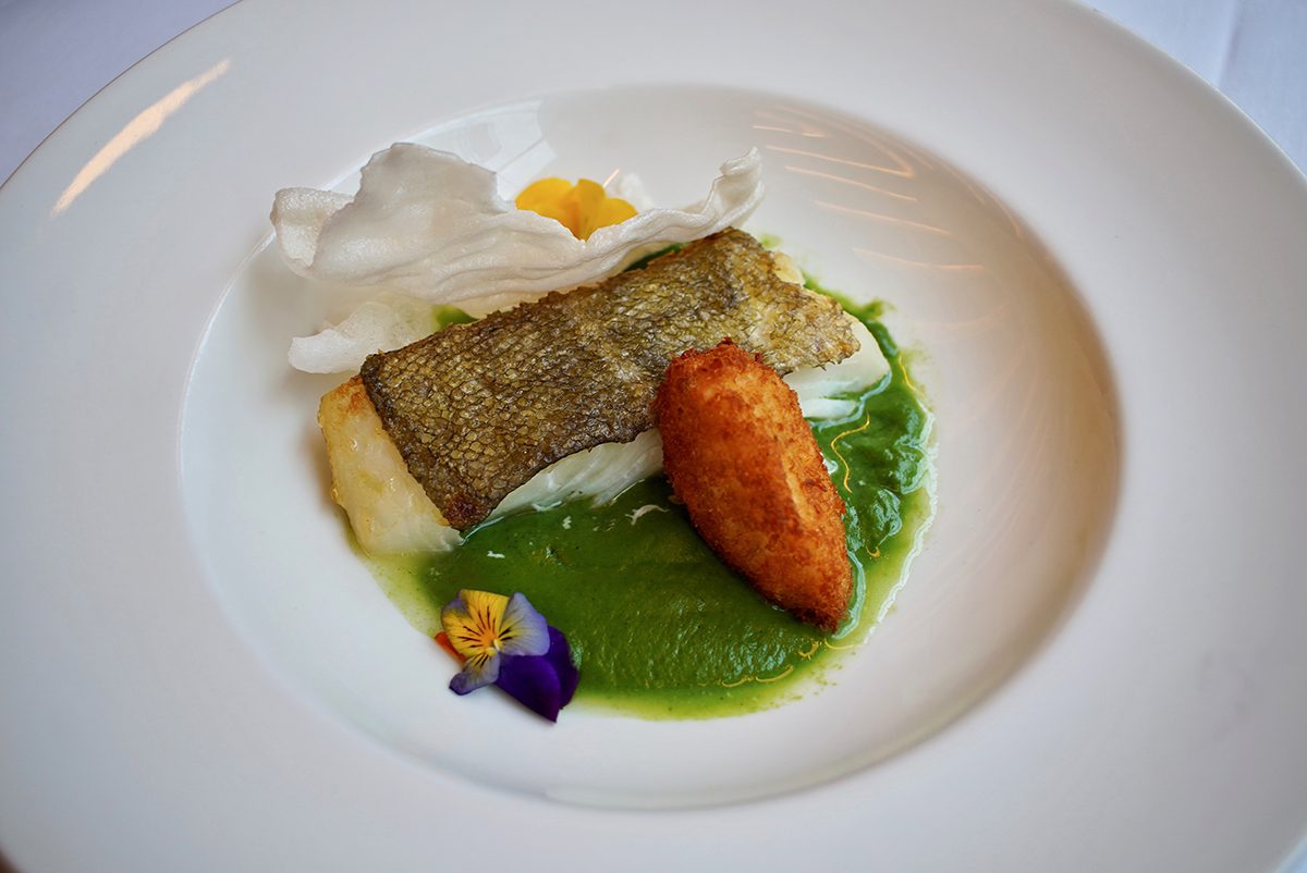 Plate of fish and an flowers