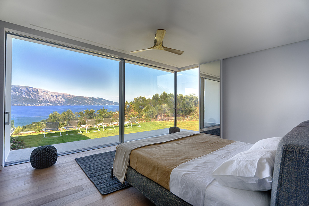 Bedroom with sea views