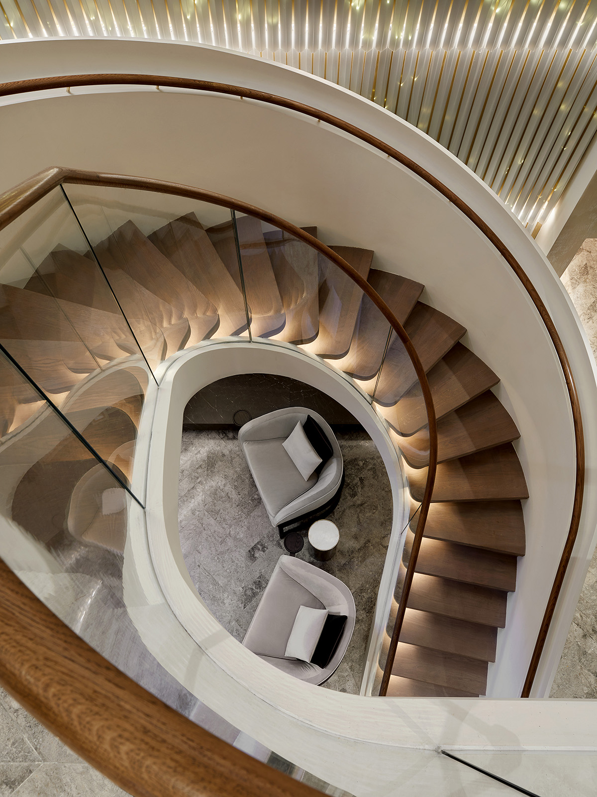 Contemporary spiral staircase of apartment