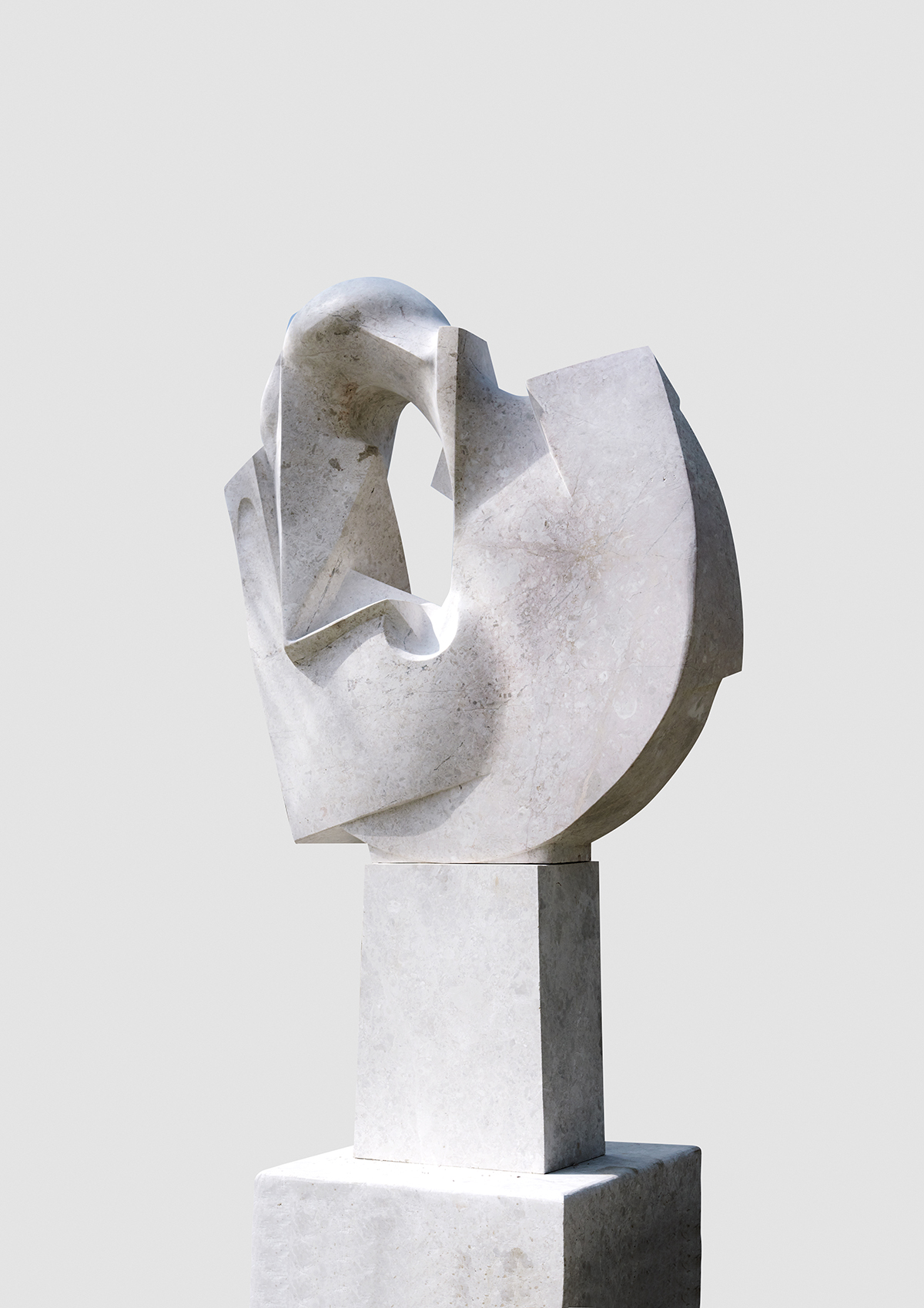 Abstract white marble sculpture