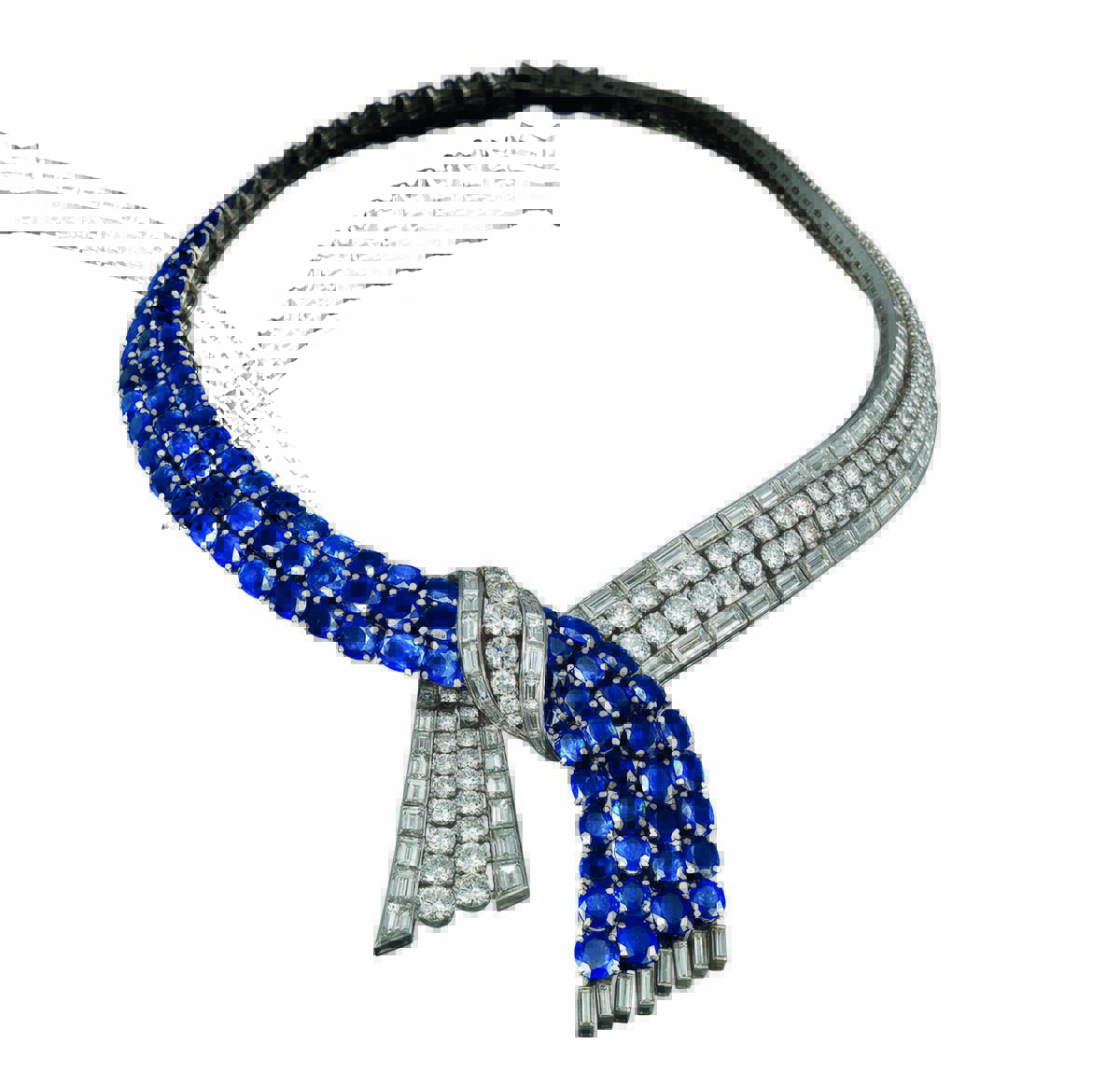 blue and diamond necklace