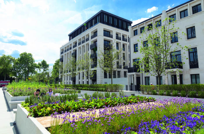 public gardens by residential towers