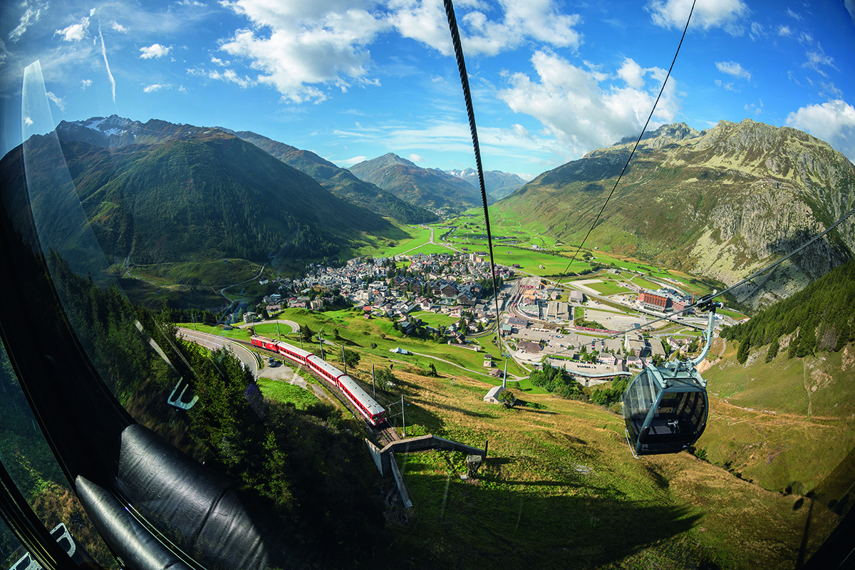 Alpine village ski lift