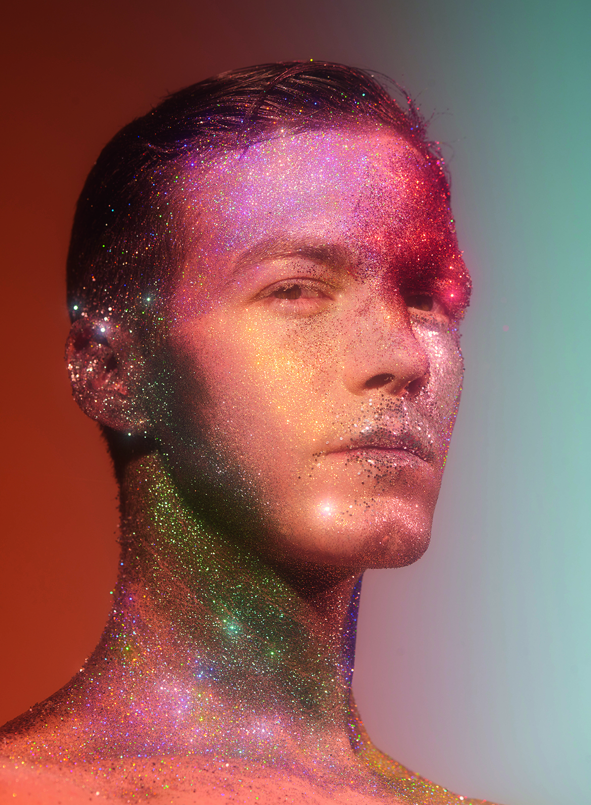 man with glitter
