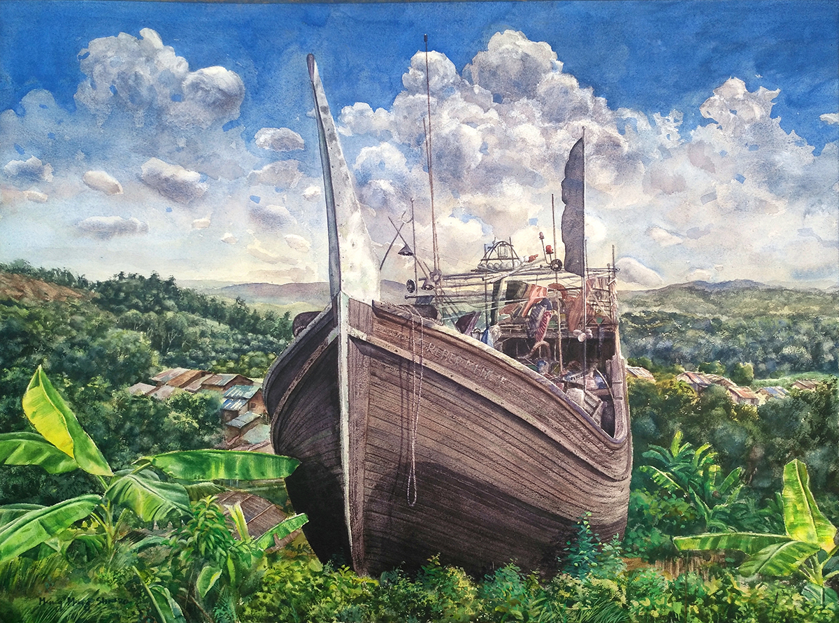 painting of a boat