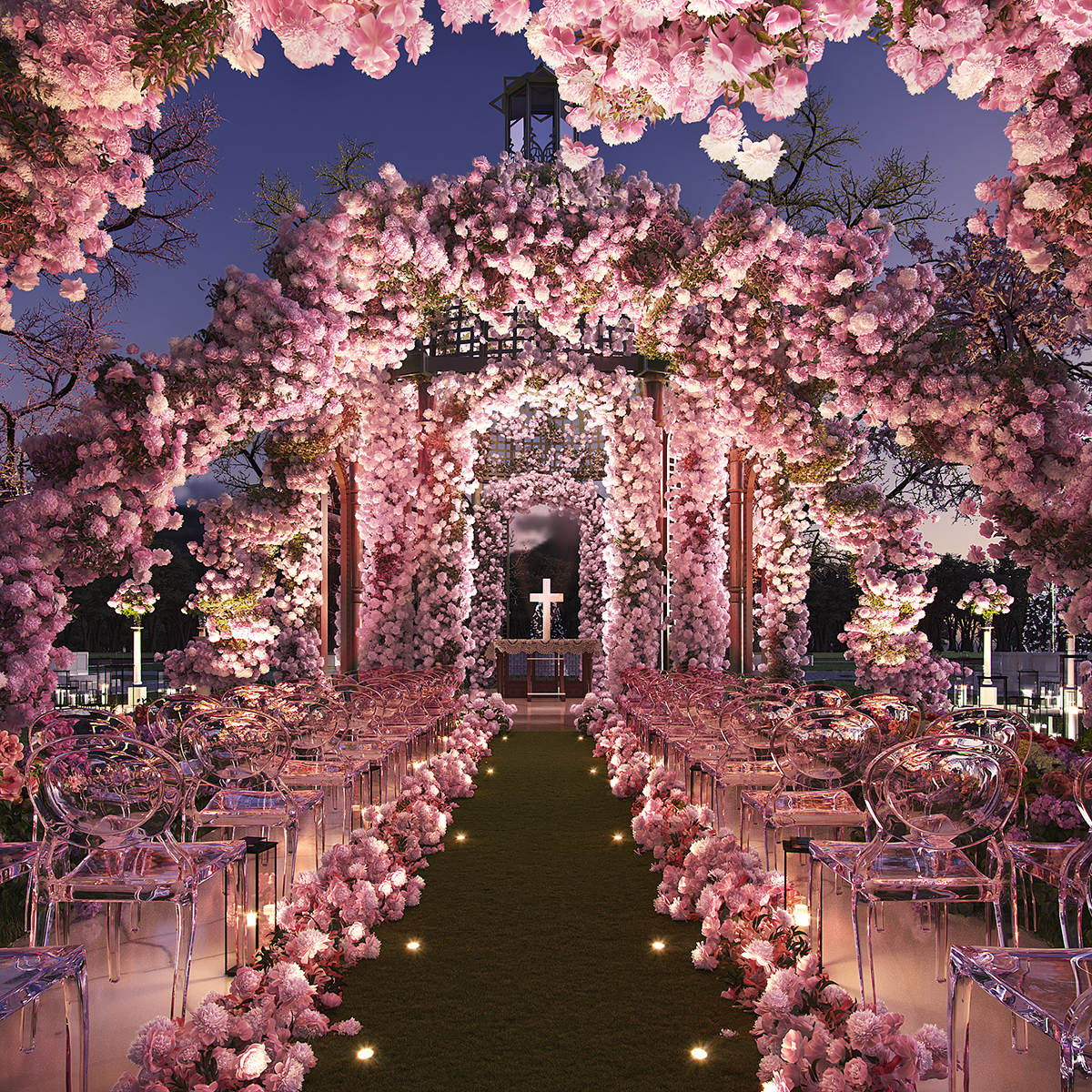 pink floral wedding