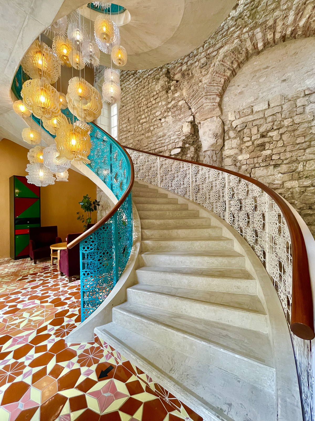 curved stone staircase