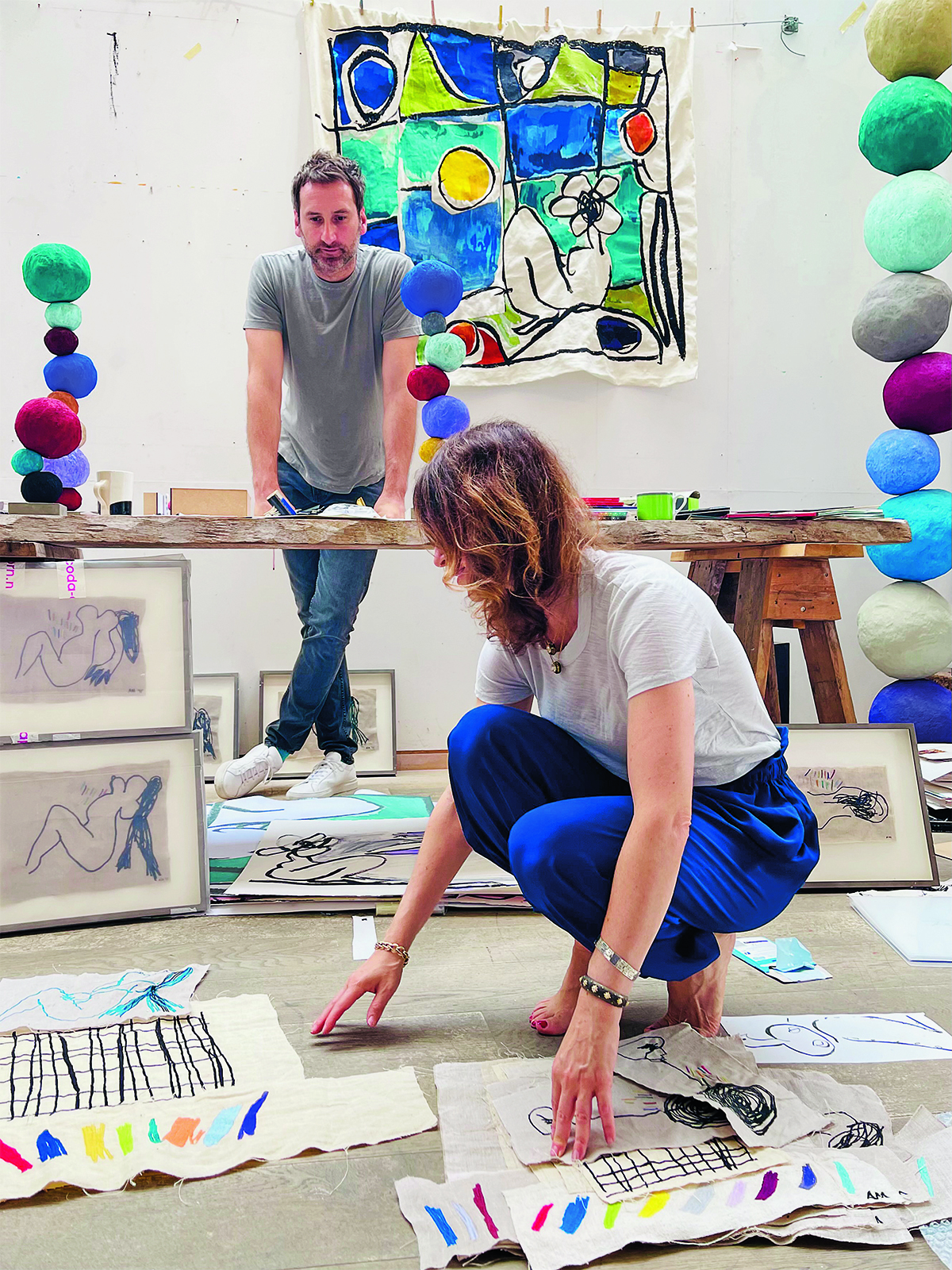 two artists in studio