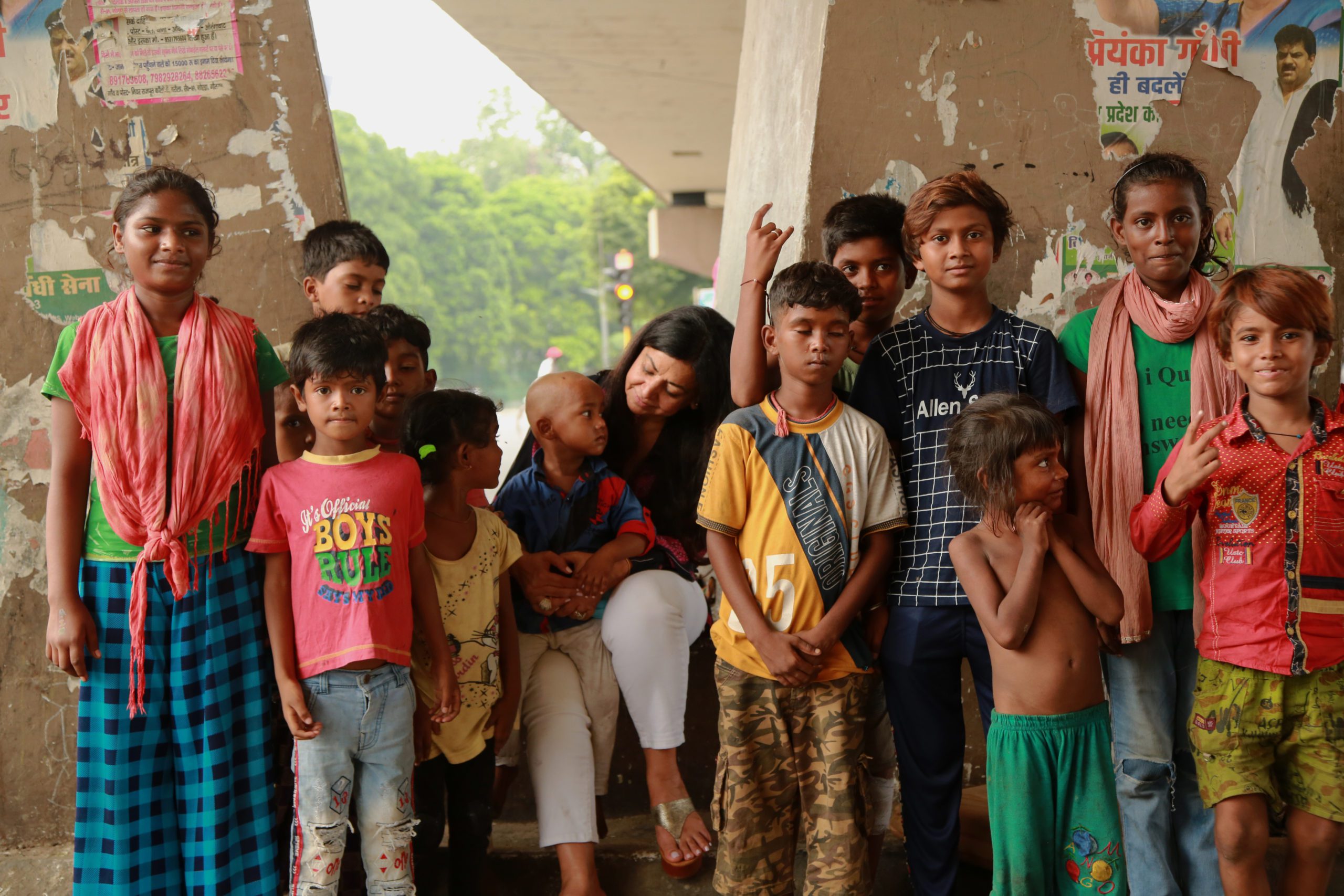 Surina Narula with a group of children