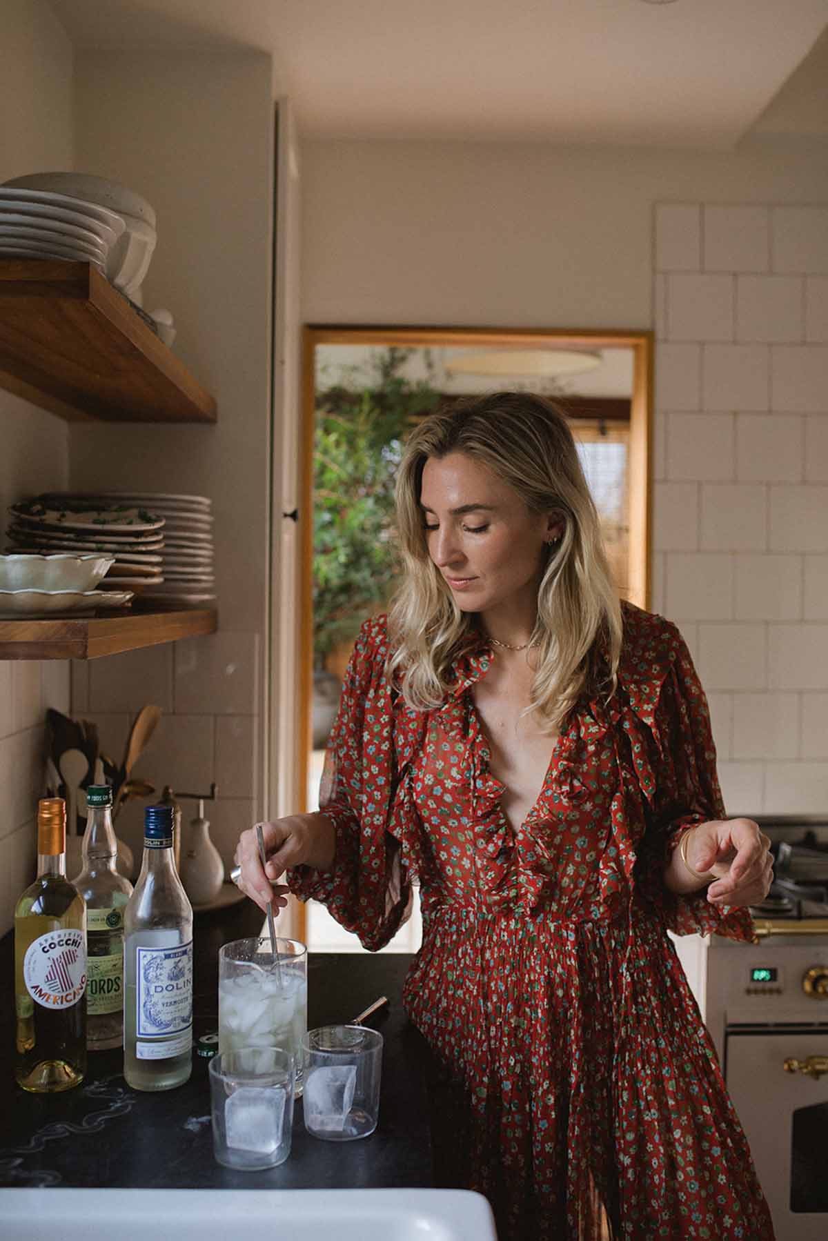 woman mixing cocktails