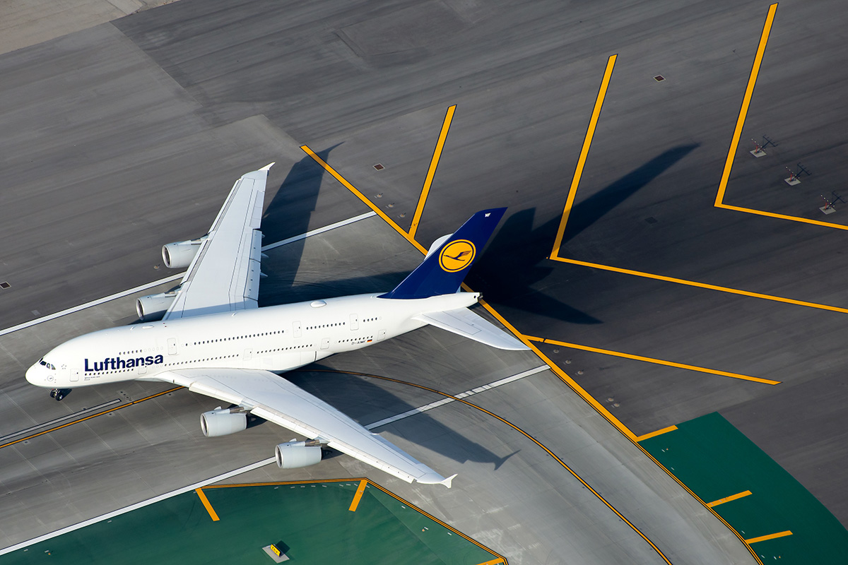 Lufthansa plane driving on the runway