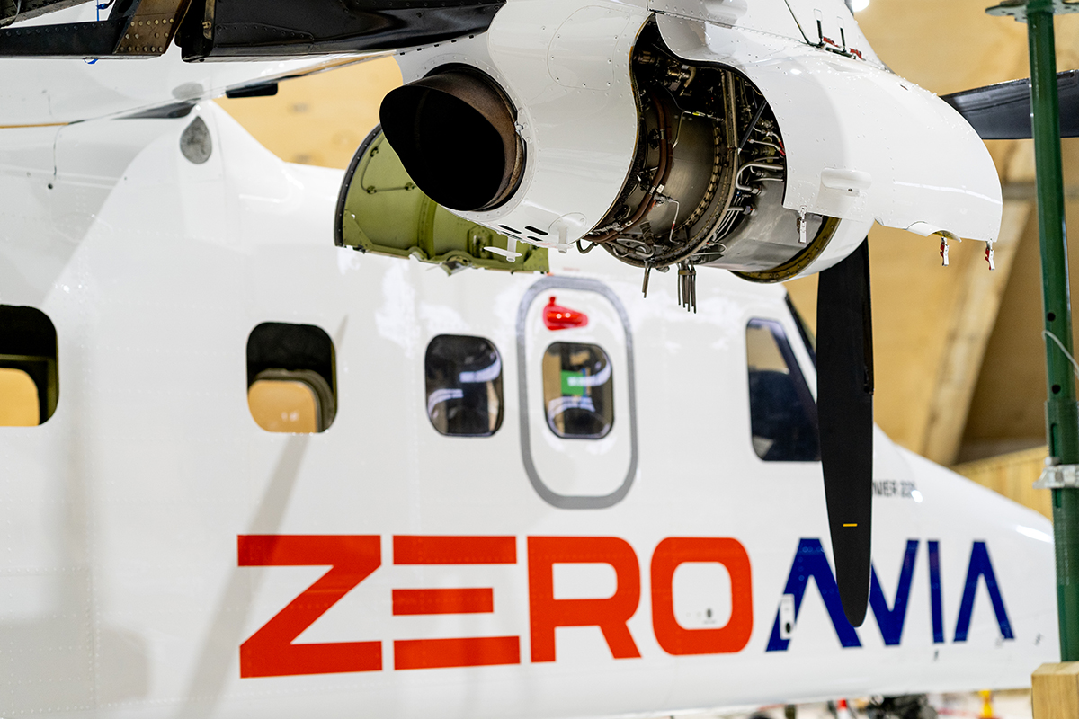 ZeroAvia logo on the side of a plane