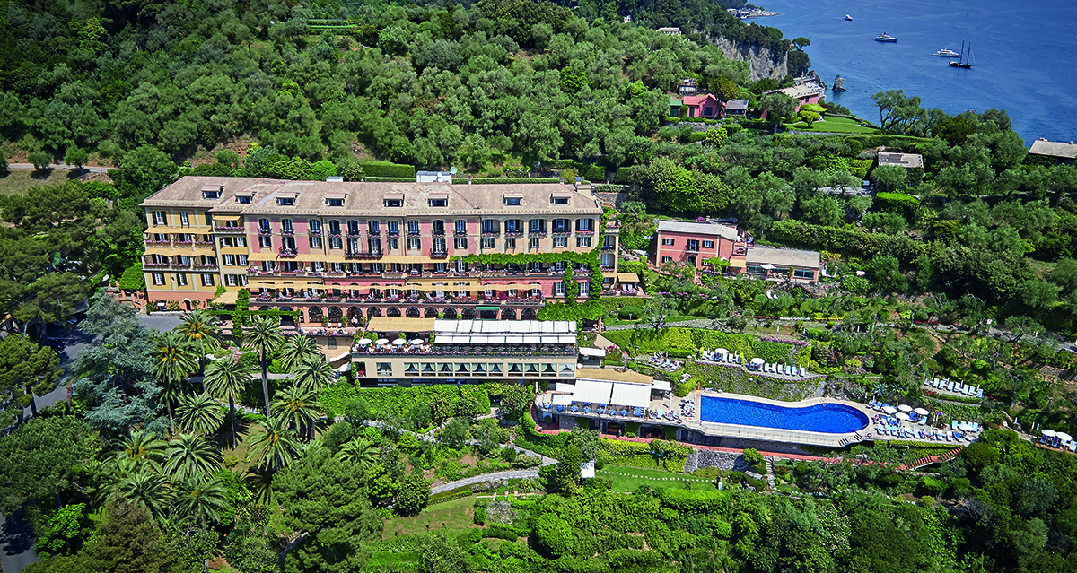 palatial hotel on edge of mountain