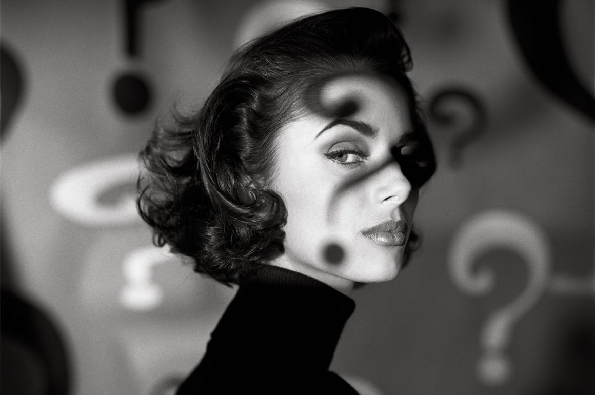 Heather Stewart in a black turtle neck