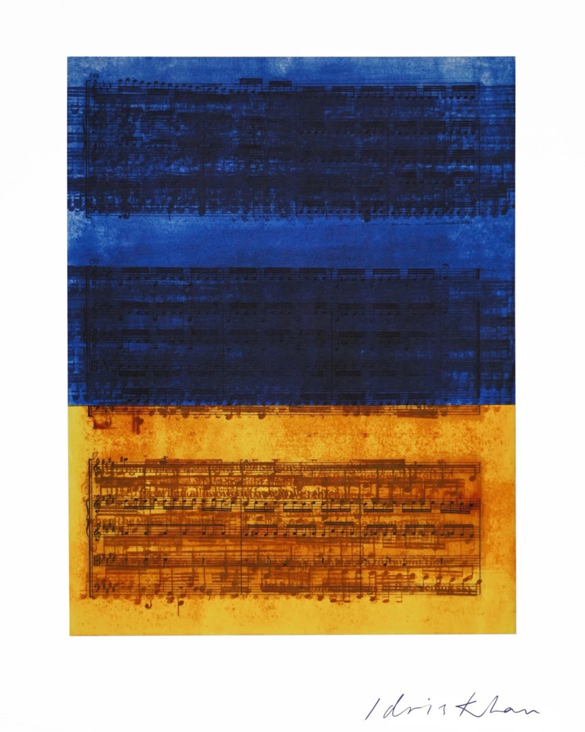 a blue and yellow painting