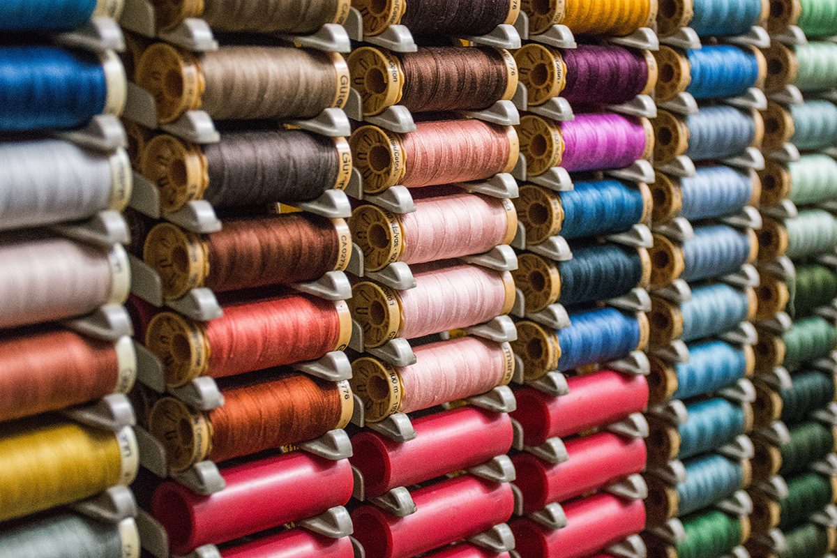 lines of colourful thread