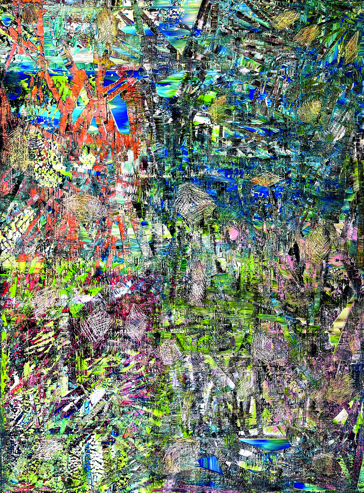 splattered multicoloured paint on a canvas