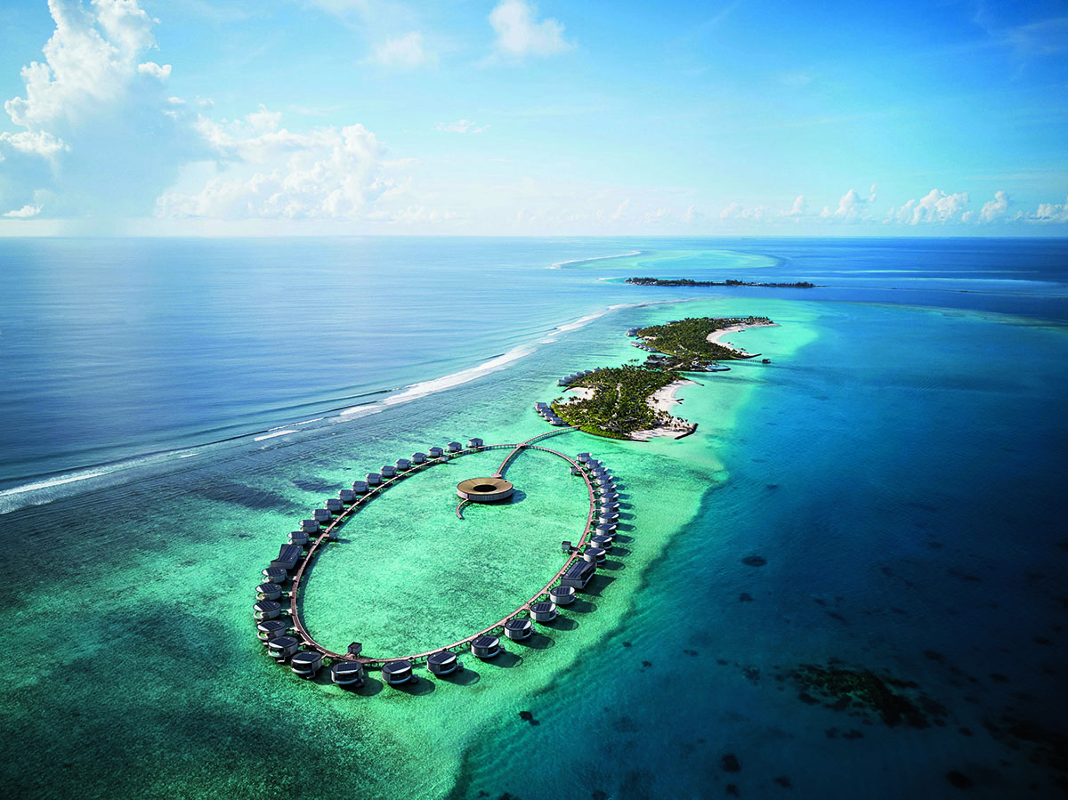 ocean villas on an island in the middle of the sea
