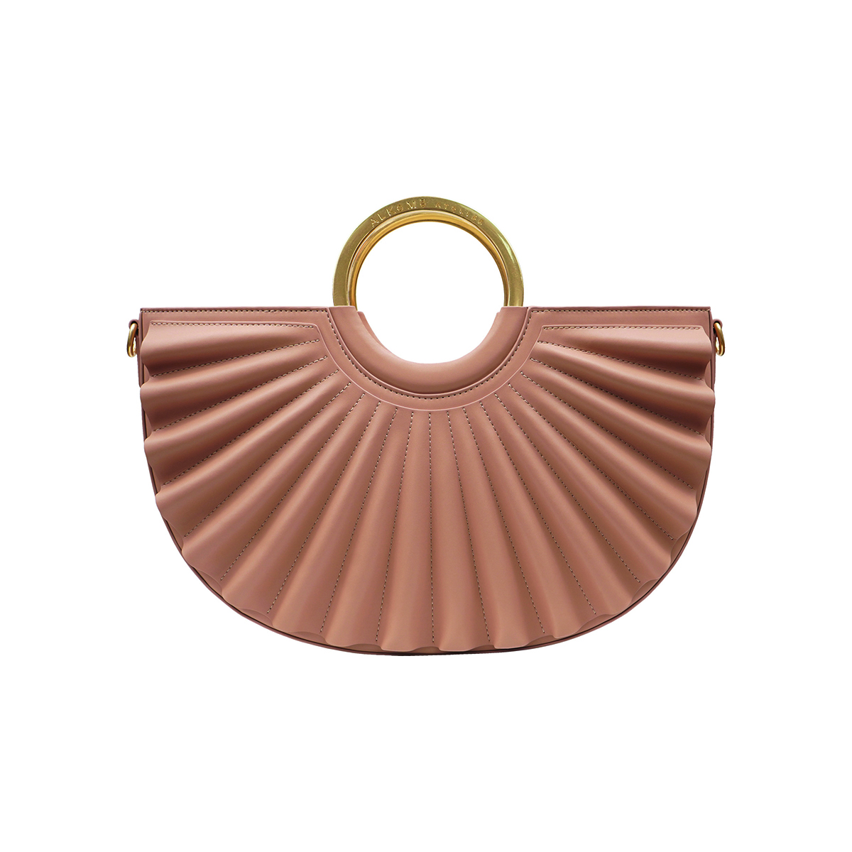 A pleated nude colour bag